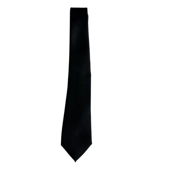 Egara Black Solid Polyester Tie Mens Formal Wear Accessory - Picture 2 of 5